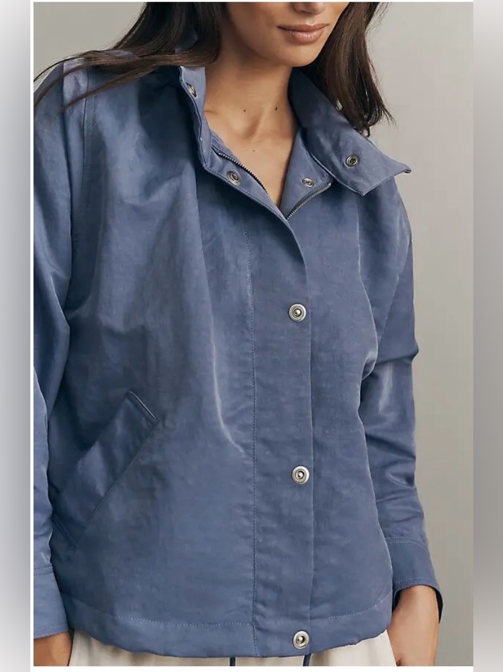 Anthro Daily Practice Funnel Neck Blue Lightweight Jacket. Size S. MSRP $148